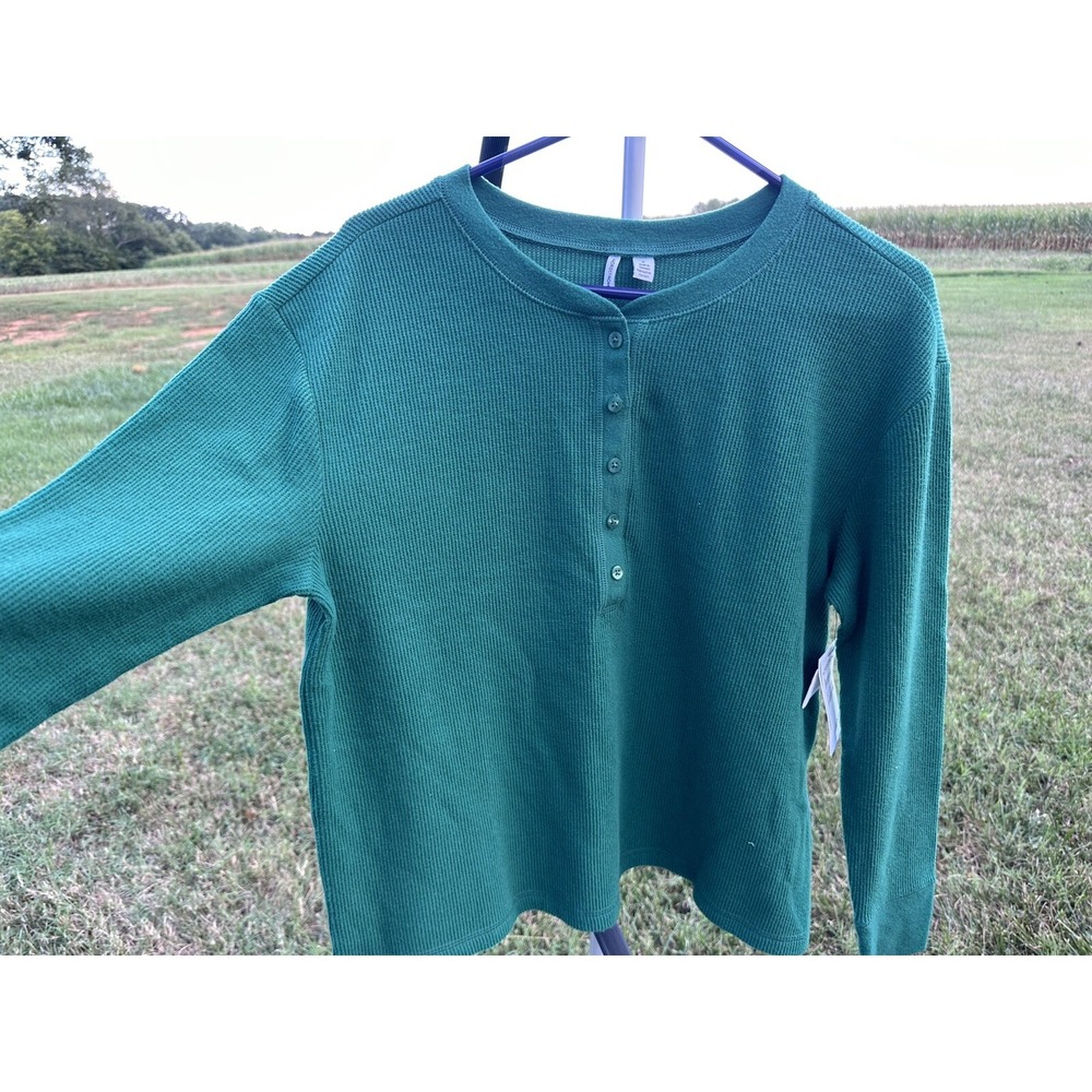 NWT Nordstrom Sweater Unisex Large L Green‎ EverGreen Button Middle